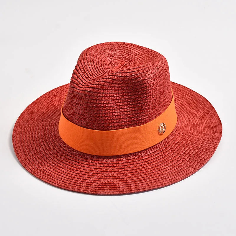 New Summer Straw Hat for Women Panama Soft Shaped Beach Sun Hat Outdoor UV Protection Travel Hat Sombreros De Mujer
