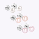 LUXUKISSKIDS 3-5pairs Fake White Pearl Stud Earrings For Woman/Girl Round Ball Press Screw Pack Piercing Stainless Steel Jewelry