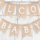 Gender Neutral Baby Shower Welcome Baby Burlap Banner Rustic Birthday Signs Boy Girl Party Boha Flags Decoration Favors for Kids
