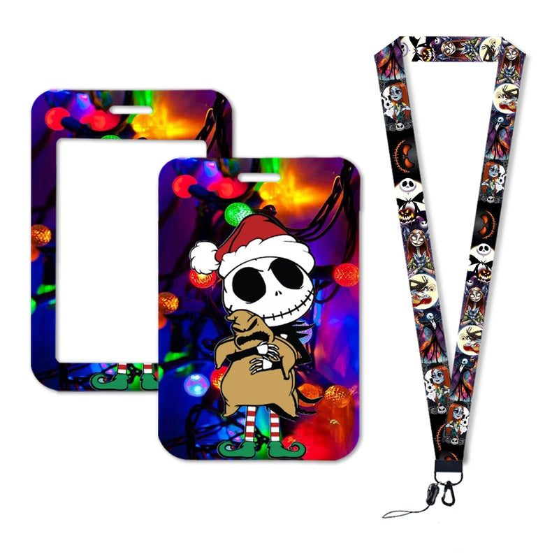 The Nightmare Before Christmas Jack Sally Lanyards Keychain Card Badge Holder ID Credit Card Pass Hang Rope Halloween Gift