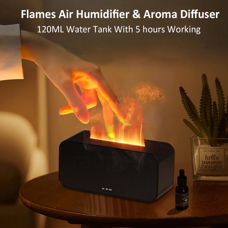 Flame Air Humidifier Essential Oil Diffuser Aroma Humidifier Home Aromatherapy Fragrance Diffuser Simulation Fire Humidifier