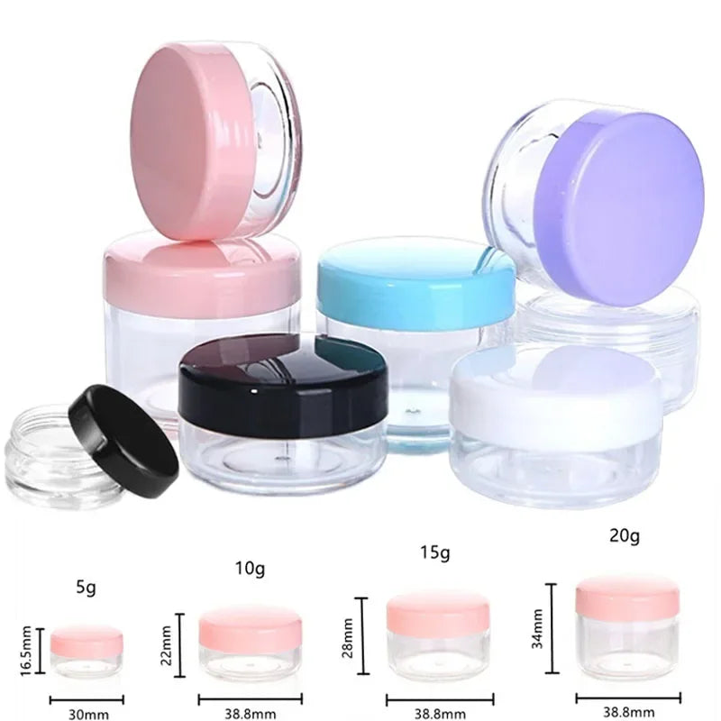 5-20g Make Up Jar Cosmetic Sample Empty Container Small Refillable Bottles Plastic Round Lid Eyeshadow Cream Travel Pot