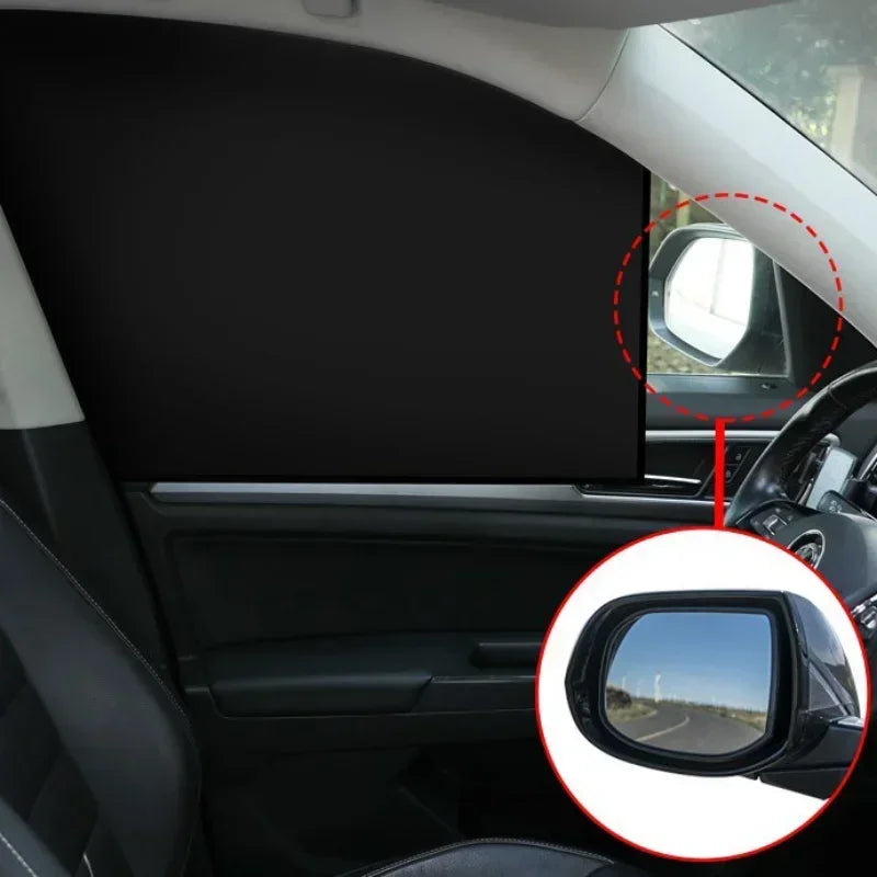 Titanium Silver Adhesive Fabric Coated Heat Insulation Sunscreen Full Blackout Car Magnetic Curtains Summer UV Protective Cover