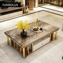 Modern marble coffee table TV cabinet combination simple modern living small apartment creative rectangle small tea table sets
