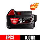 ⭐18V, 12800mAh For Milwaukee M18 Power Tool Battery, Charger, BR, XC, M18B5, 48-11-1860, Built-in 18650 Battery