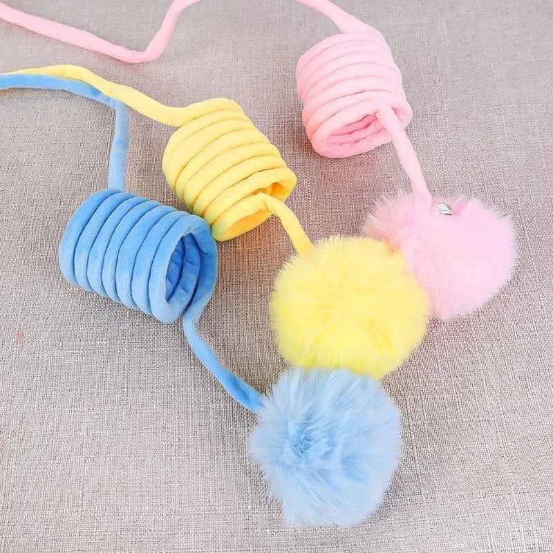 Pet Toy Funny Interactive Cat Stick Spring Rope Ball Plush Toy Play Training Cat Supplies