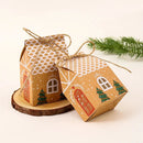MissDeer 5Pcs Merry Christmas Gift Bags House Shape Kraft Paper Candy Cookie Bags Packaging Boxes Christmas Tree Pendant Party D