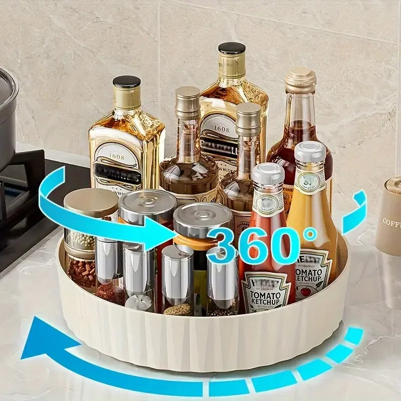 1PC Turntable Organizer 360 Rotating Multifunctional Turntable Spice Rack For Kitchen Cabinet And Seasoning And Kitchenware Tray