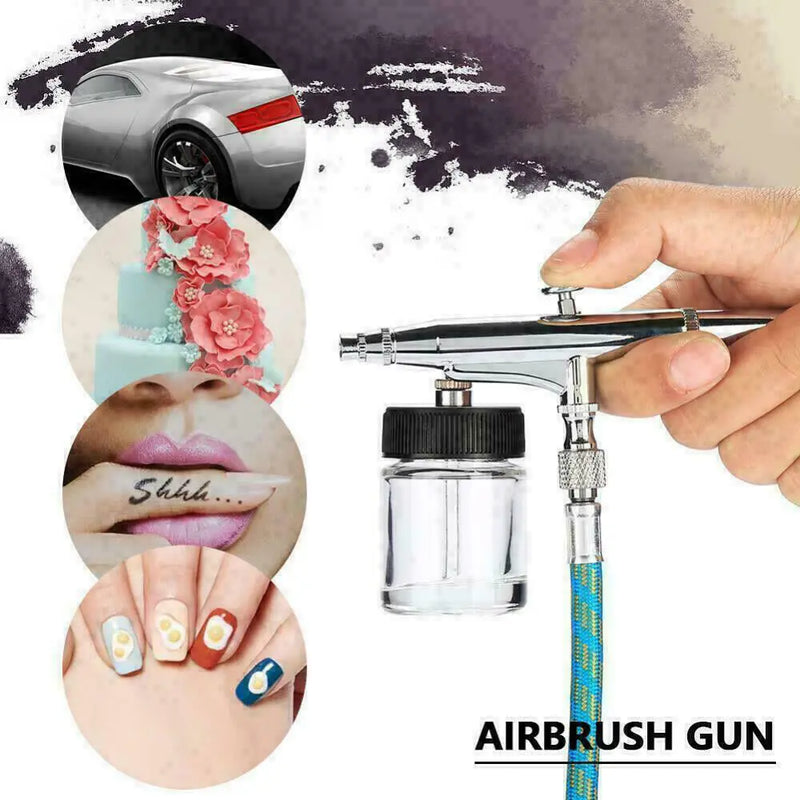Mini Airbrush Compressor Kit Spray Gun Dual Action Air Brush Paint Model 0.3MM