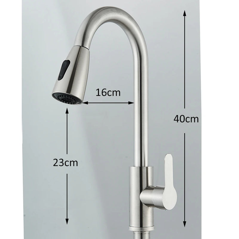 Kitchen Sink Faucets stainless steel Pull Out Kitchen Sink Water Tap Deck Mounted Mixer Stream Sprayer Head Hot Cold Taps