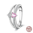 New Valentine's Day Rings Sweet Pink Zircon Princess Bows Size 7-9 For Women 925 Silver Ring Romantic Fine Jewelry Birthday Gift