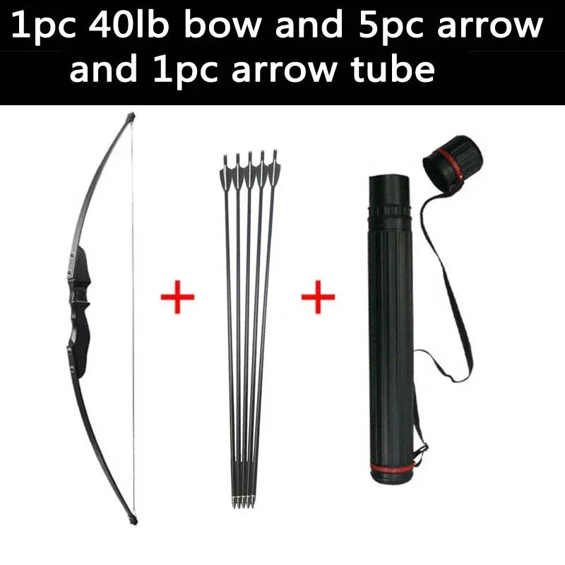 Bow and Arrow Recurve Bow Take Down Long Bow 30Lbs/40Lbs with Fiberglass Arrows and Arrow Tube for Archery Hunting Accessory