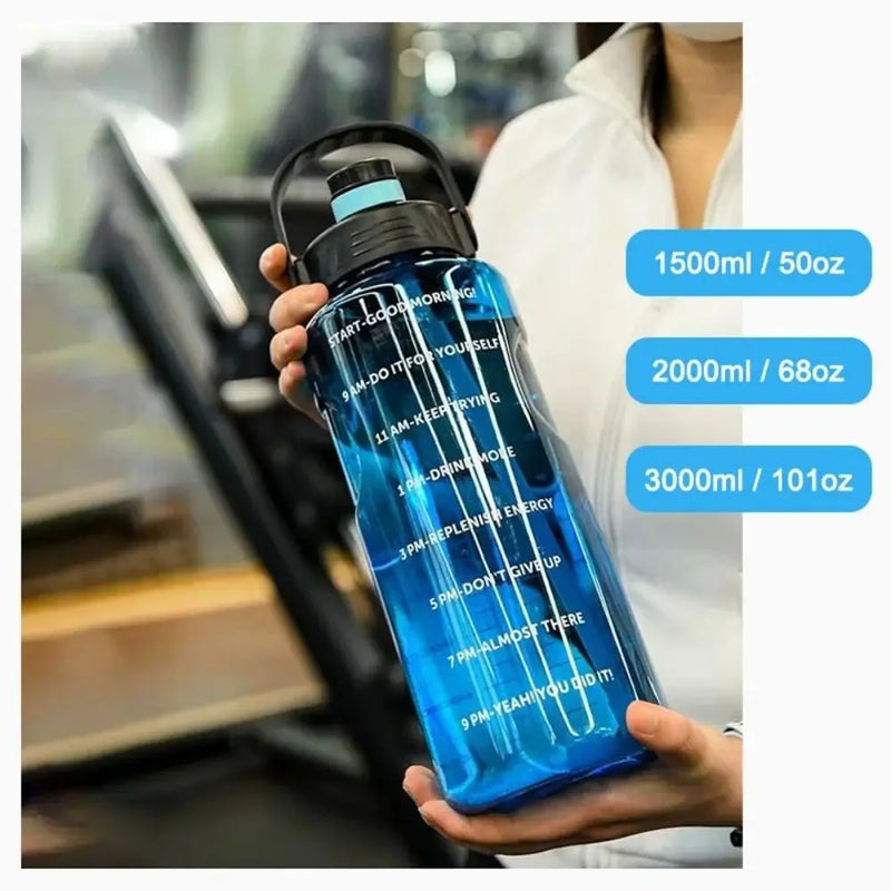 1.5L/2L/3L Sports Water Bottle Portable Leakproof Large Capacity Water Jugs Lightweight with Time Marker Clear Drink Bottle