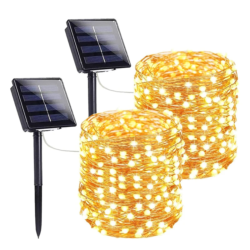 Outdoor Solar String Lights Waterproof Garden Fairy Lights with 8 Lighting Modes for Patio Trees Christmas Wedding Party Decor