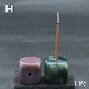 Square Natural Quartz Stone Incense Holder Healing Agate Purple Pink White Crystal Stand Base Aromatherapy Gemstone Decoration