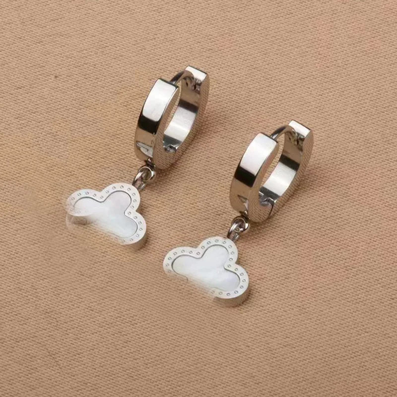 Stainless Steel Flower Four-leaf Clover Women's Bracelet Necklace Earrings Jewelry Gift