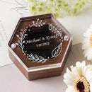 Personalized Engraved Wedding Ring Box, Proposal Gift Acrylic Cover and Wood Base Custom Rings, Engagement Wedding Decorations