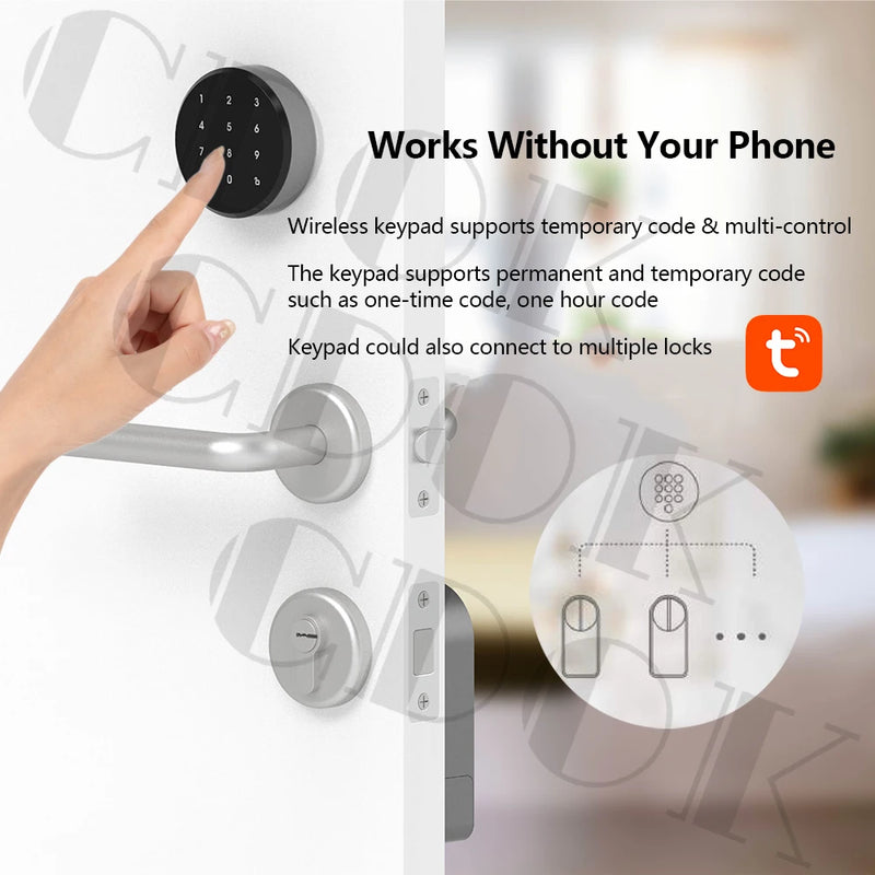 CDOK A1 Pro Max Tuya BEL Smart Electronic Door Lock Set with Fobs/Wireless Keypad/Smart Key Smart Life/Tuya APP Remote Unlock