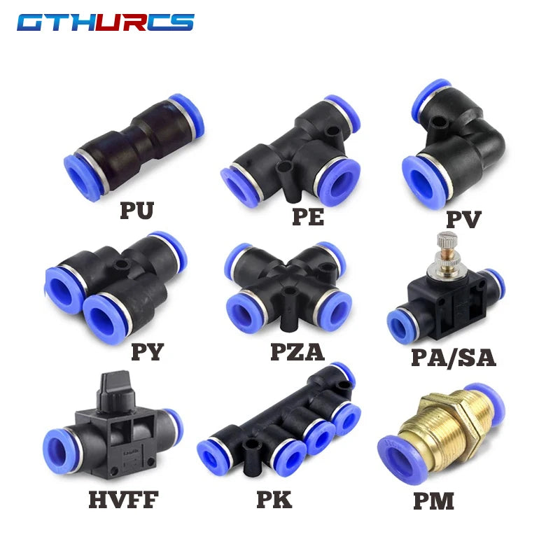 Pneumatic Fitting Pipe Connector Tube Air Quick Fittings Water Push In Hose Plastic Connectors PU PY 4mm 6mm 8mm 10mm 12mm 14mm