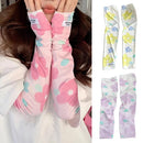 1 Pair Floral Pattern Women Arm Sleeves Cycling Anti-sunburn Sleeve Cool Muff Arm Covers Outdoor Sun Protection Ice Silk Sleeve