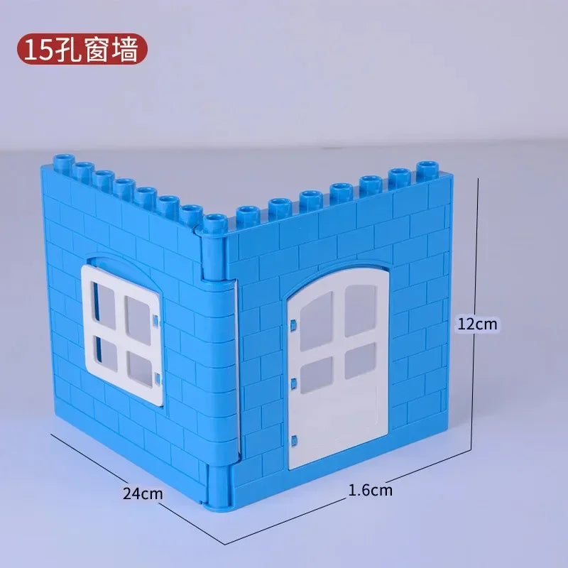 Big Size Building Block Pillar Farm Fence Guardrail Ceramic Tile Construction Assemble Bricks Compatible Large Size Duploes Toys