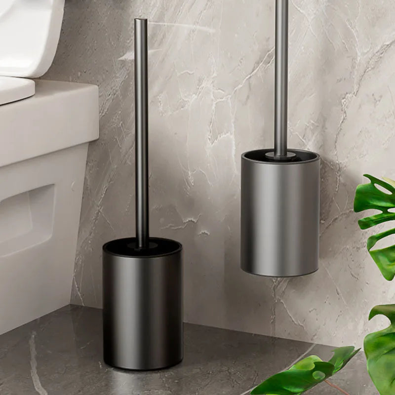 Bathroom Toilet Brush Holder Cleaning Tools Space Aluminum Wall Mounted No Drill Vertical Toilet Brush Bathroom Accessories