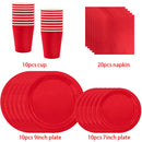 Solid Red Theme Birthday Party Supplies Disposable Dinnerware Paper Napkin Cup Plate Tablecloth Banner for Wedding Decoration