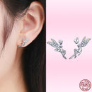 Bamoer Cute Romantic Fairy Elevs Exquisite Stud Earrings for Women Genuine 925 Sterling Silver Rainbow Ear Studs Luxury Jewelry