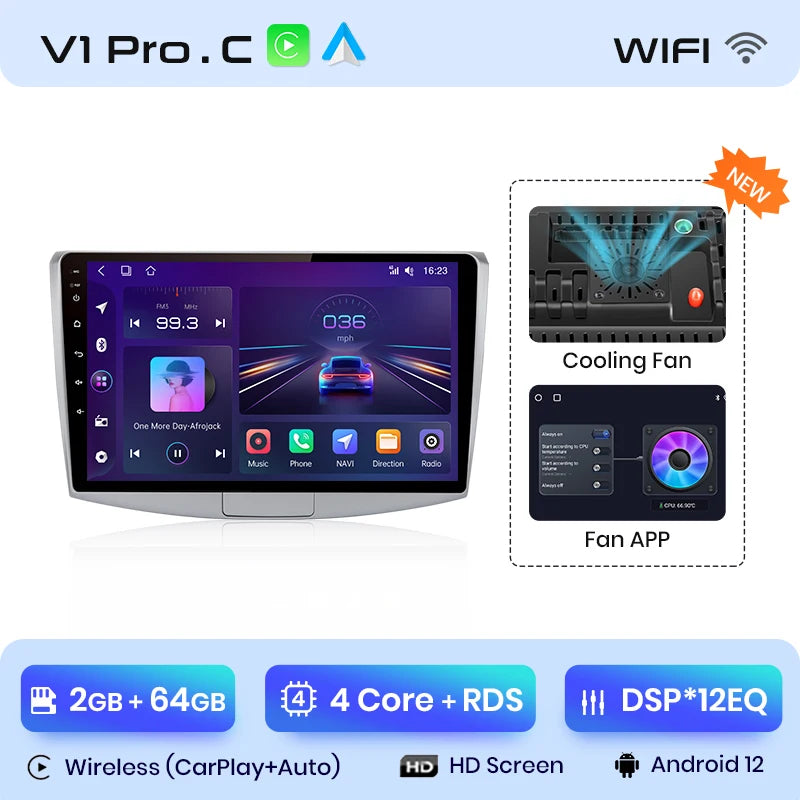 Junsun V1 AI Voice Wireless CarPlay Android Auto Radio for VW Passat B6 B7 CC 2010 - 2015 4G Car Multimedia GPS 2din autoradio