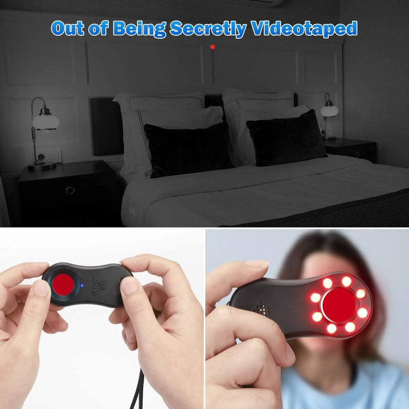 Anti-Spy Hidden Camera Detector Portable Infrared Detection Security Protection for Hotel Locker Room Public Bathroom Mini Cam