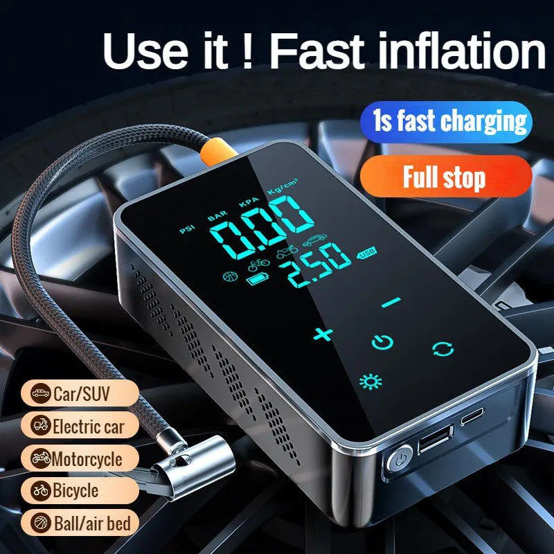 Car Electric Air Pump Portable Wired/Wireless Digital Touch Air Compressor 150PSI Suitable for Car Motorcycle Inflation