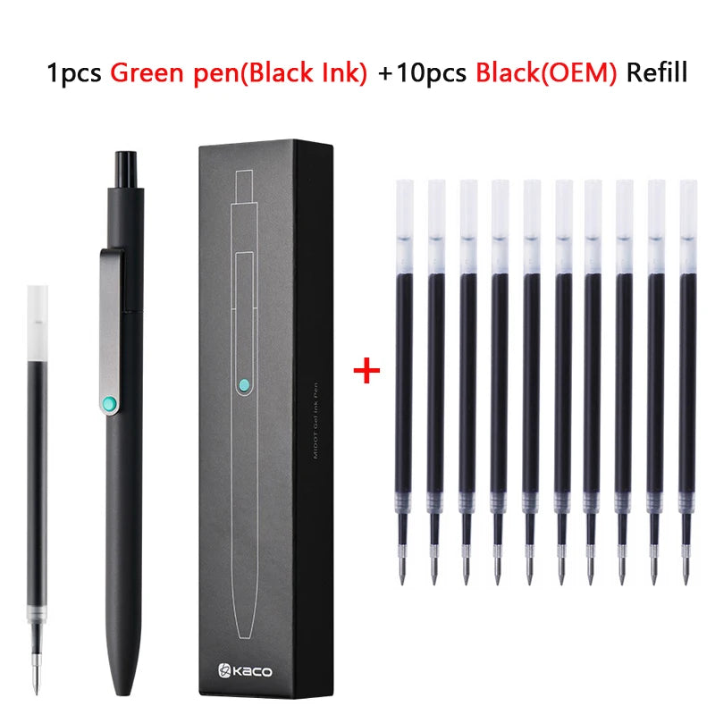 Cute Kaco MIDOT Gel Ink Pen Metal Signature Pens 0.5mm Fine Point 800Meter Smooth Writing Quick Dry Office School Stationary