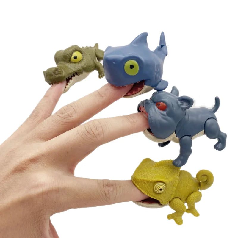 Jurassic Biting Finger Dinosaur Animals Model Toy Movable Joints Simulation Tricky Chameleon Hippo Kids Birthday Christmas Gifts