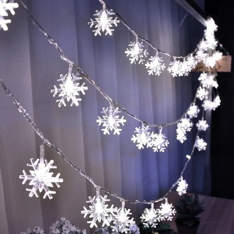 Snowflake Star Ball LED String Lights Fairy Lights Usb/Battery-operated Street Garland Lamp New Year Christmas Tree Decorations