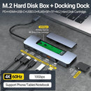 8 in 1 USB-C Hub&amp;M.2 SSD Enclosure Support NVME&amp;SATA ,With 4K HD,PD 100W,USB 3.0, RJ45 1000M,SD/TF Reader for Laptops Mac HP