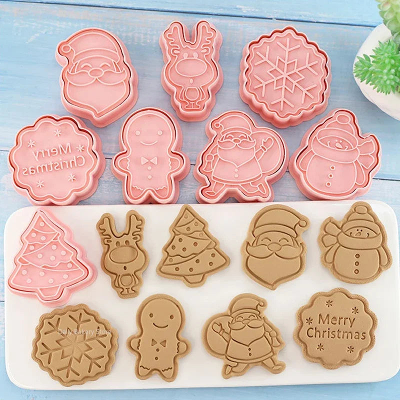 Multiple Sets DIY Cake Decorating Tools Christmas Cookie Cutters Cartoon Biscuit Mould DIY Fondant Mold Baking Tools for Kitchen