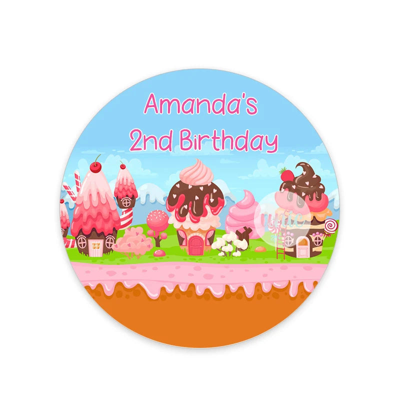 Candy Ice Cream Sweet Party Birthday Decor Labels Custom Baby Shower Party Personalise Any Text Stickers Candy Land World