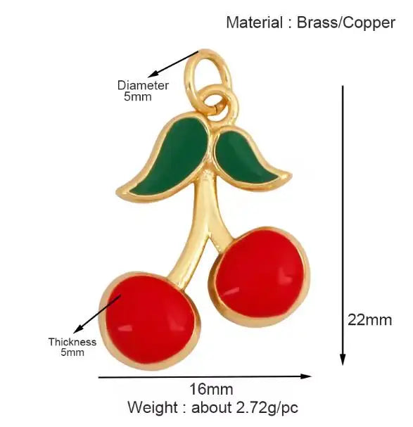 3D Fruit Strawberry Grape Mango Pineapple Water Melon Cherry Banana Charm Pendant , Jewelry Necklace Bracelet Making Supply M15