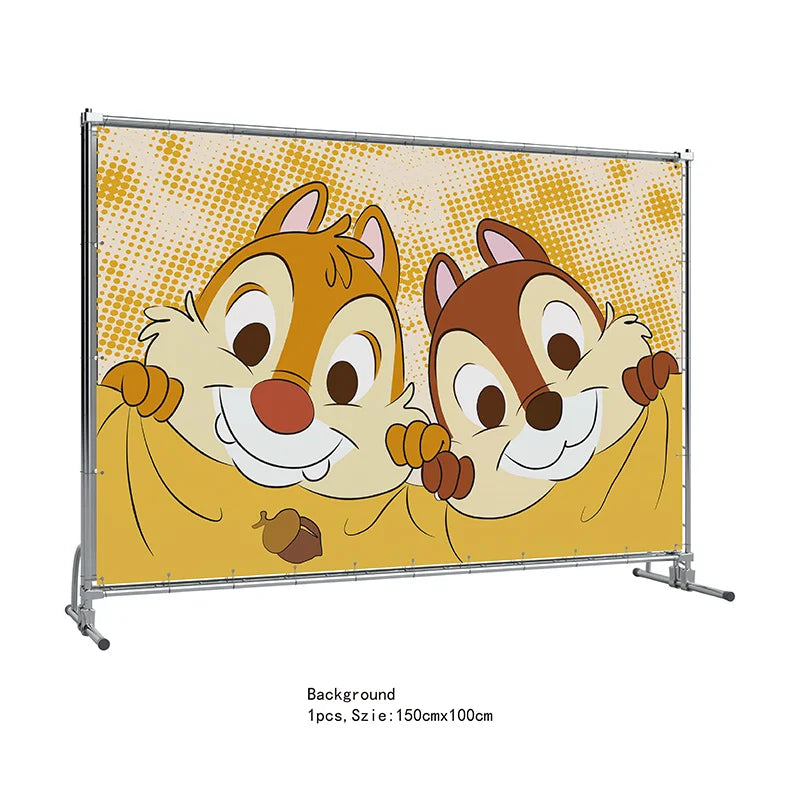 Disney Chip 'n' Dale Theme Birthday Party Festival Celebration Disposable Tablecloth Straw Decoration Baby Shower Packing Supply