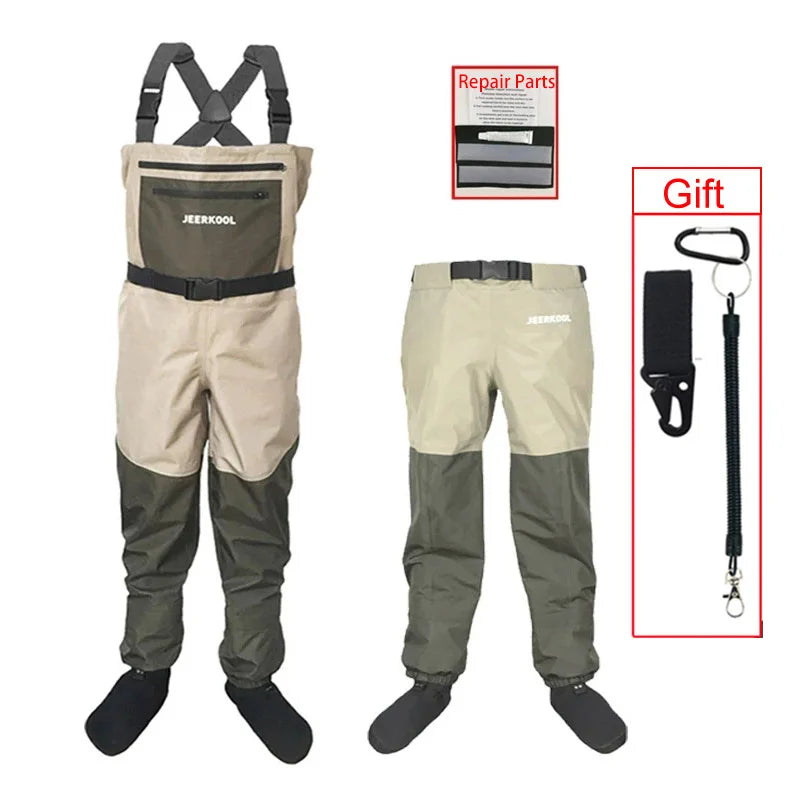 Waterproof Fly Fishing Waders Breathable Wading Pants Fishing Hunting Clothing Chest Overalls Men Women Neoprene Socks Clothes