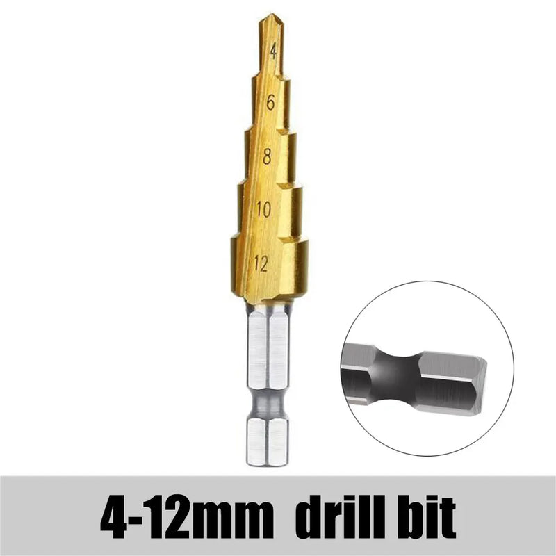 3-12mm 4-12mm 4-20mm HSS Straight Groove Step Drill Bit Set Titanium Coated Wood Metal Hole Cutter Core Drill Bit Set