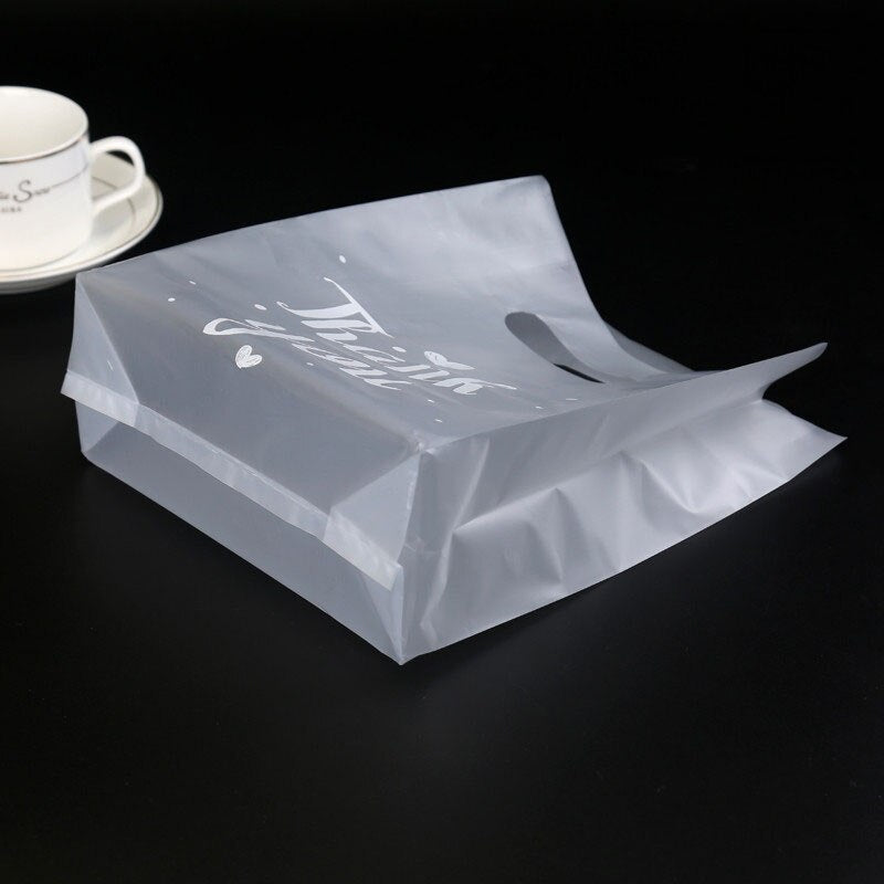 50pcs Thank You Plastic Bags Natal Gift Packaging Bag With Hand Shopping Bag Wedding Party Favor Candy Cake Wrapping Bags