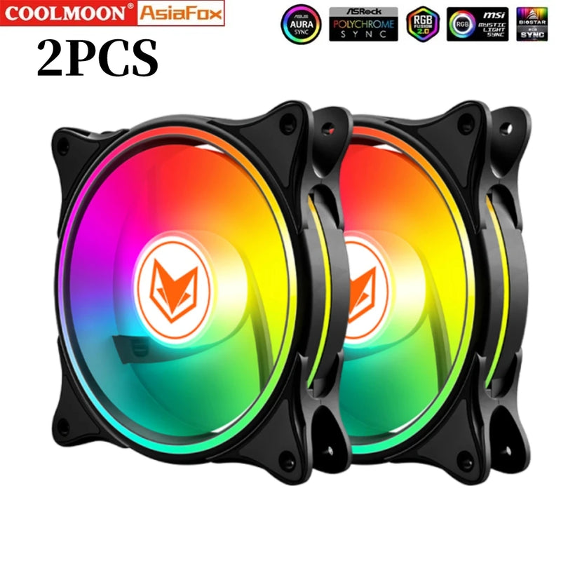COOLMOON Computer Case 120mm Fan 5V 3 Pin ARGB Cooling Ventilado 12V 4 Pin PWM Computer Chassis Fans Ventilador 12cm Aura Sync