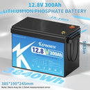 KEPWORTH 12V 300Ah LiFePO4 Battery, Built-in 200A BMS 3840Wh Energy Deep Cycles, Perfect for Off-Grid, Motorhome, Solar System