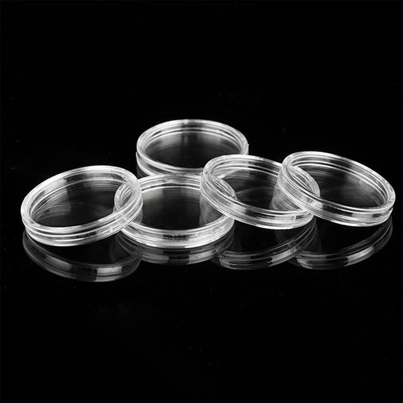 100Pcs Clear Coin Capsule Holder Case 27mm 30mm Transparent Collectable Coin Storage Box for Commemorative Coin Medal Container