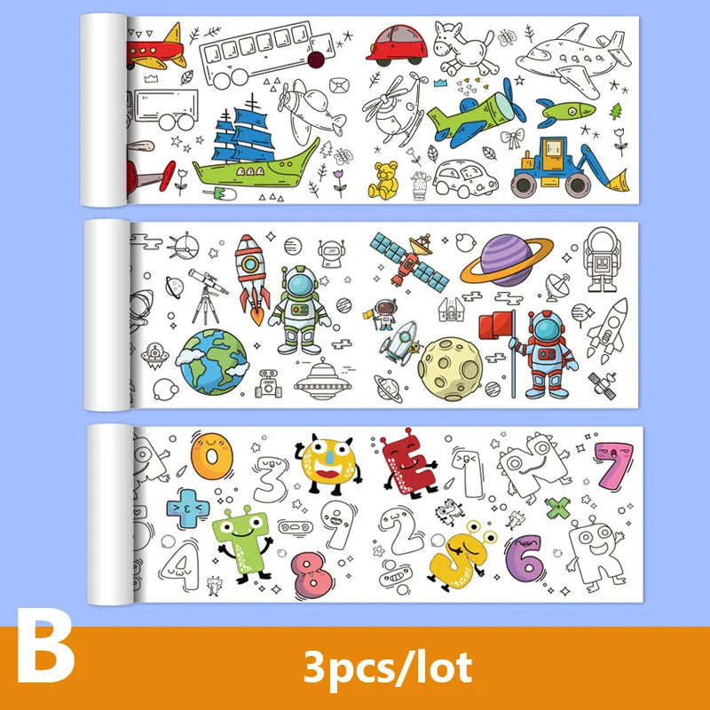 90cm Animal Canvas Children's Drawing Roll DIY Coloring Paper Roll Color Filling Graffiti Paper-cut Painting Educational School