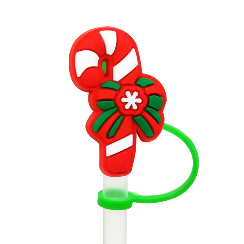 1/50pcs 8mm Christmas Party Cup Accessories Silicone Straw Topper for Tumbler Cup Santa Xmas Tree Thermos Decoration Straw Cover