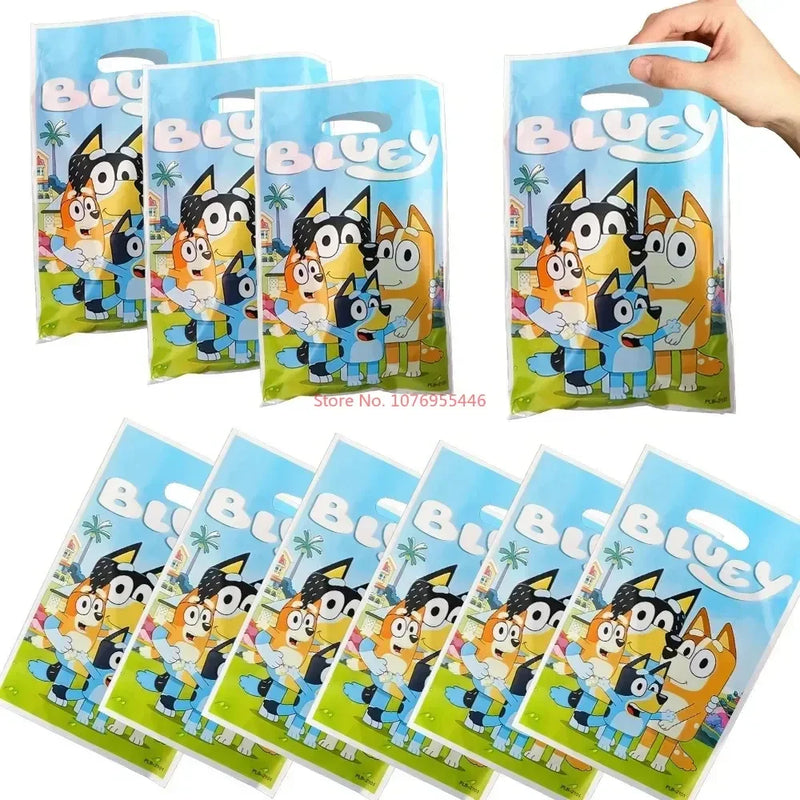 50/100pcs New Cartoon Bluey Dog Gift Bag Cute Bingo Snacks Baked Self-sealing Plastic Bag Birthday Gift Packaging Handbag