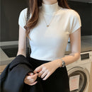 2023 New Casual Knitted Women Tops Women Clothing Blusas Summer Solid Slim Turtleneck Blouse Fashion Chic Korean Clothes 8622