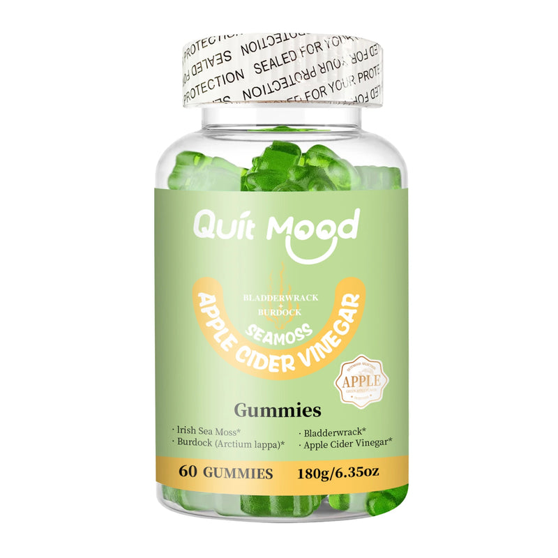 Quitmood Apple Cider Vinegar Gummies- 60 Count - 3500mg Bladderwrack, Burdock Root and Sea Moss - Natural Irish Sea Moss for Imm